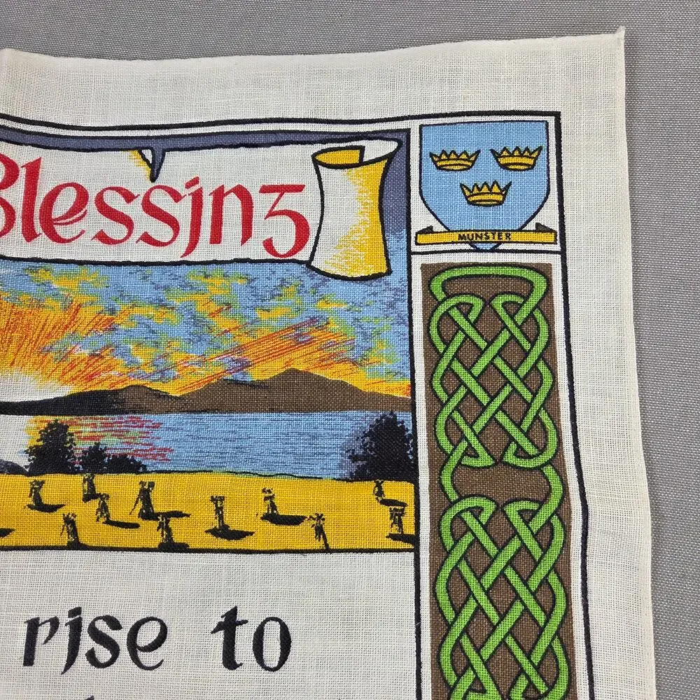 Vintage Nelson Irish Blessing Pure Linen Tea Towel Made Ireland 30.5